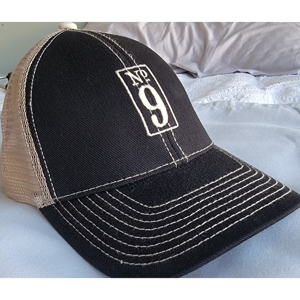 Womens No 9 Trucker Hat Black Tan Mesh Baseball Cap Dorfman Pacific Co DPC